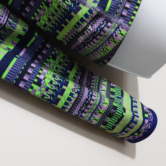 Nike Pro Patterned Green Blue Pullover Performance Pyperwarm Half Zip S Training - Picture 3 of 8